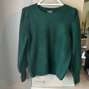 Green balloon sleeve sweater